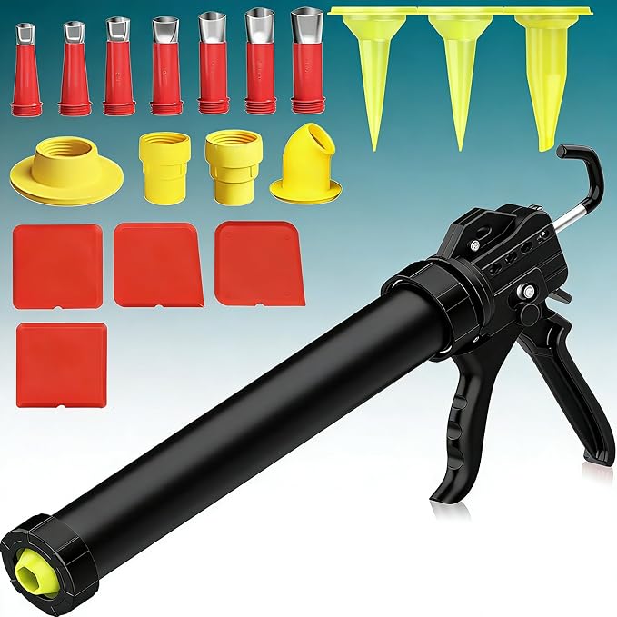 20 oz Sausage Caulk Gun, One-Touch Drip-Free | Effortless & Professional Design with Heavy-Duty Metal Body, 18:1 Thrust Ratio | for 20 oz Sausage Packs