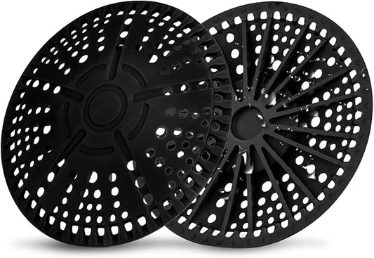 ZOOY Shower Drain Hair Catcher, 2 Pack 5.5 Inch Silicone Large Drain Cover, Bathroom Hair Drain Catcher, Flat Anti-Clog Hair Trap for Shower, Bathtub, Tub & Sink Hair Strainer(Black)