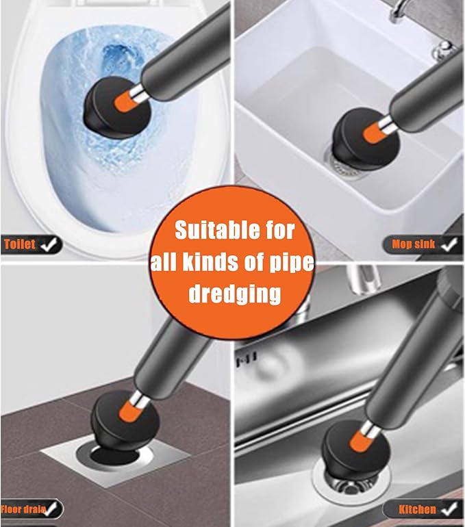 Upgraded Toilet Plunger,High Pressure Toilet Plunger,Powerful Air Drain Unclogger,Toilet Brush and Plunger Set,Toilet Snakes for Unclogging, Universal Unclogger tool for Bathroom(Plunger Upgrade)