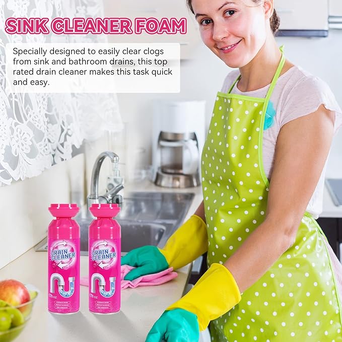 Foaming Drain Cleaner, Sink Cleaner and Deodorizer, Drain Clog Remover for Kitchen Sinks, Tubs, Shower Drains (1 Pcs)