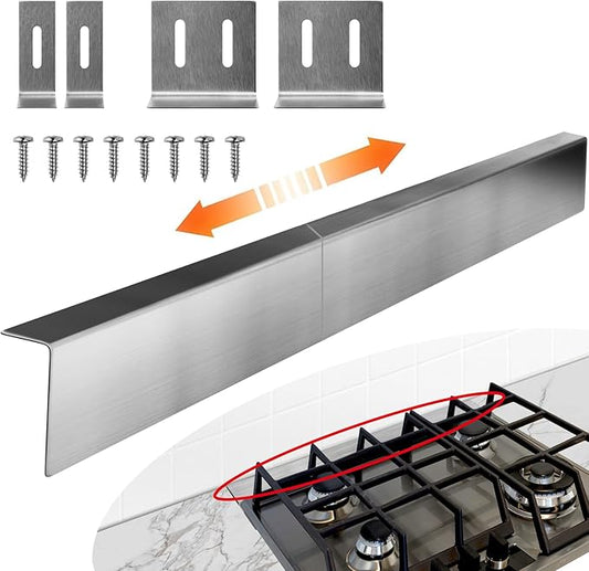 15.7" - 28" Stove Gap Filler, Slide-in Range Rear Filler Kit-Stainless Steel Backsplash for Stove, Backsplash Behind Stove Between Stove Range and Wall for Most Brand Kitchen Stoves (Silver)