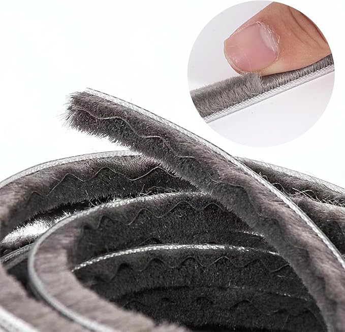 16 Ft (5m) 196 Inch Sliding sash Windows Doors Tape Pile Draught excluder Brush Seal Strip weatherstrip 6mm x 8mm (1/4 5/16 Inch, Gray)