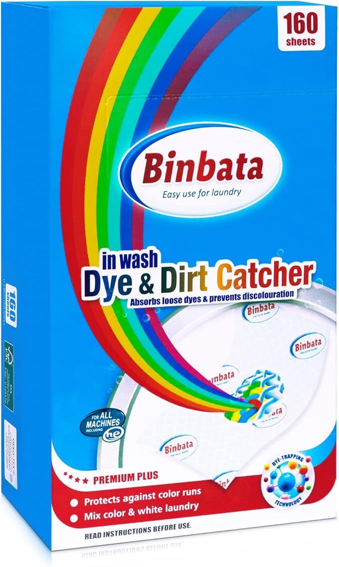 Binbata Color Grasper for Laundry 160 Count, Fragrance Free Dye Catcher Essential for Home Use, Dye Guard Grabber Sheets for Laundry in-Wash Sheets