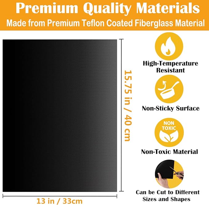 Grill Mats for Outdoor Grill - Dailyart Set of 10 BBQ Grill Mat Non-Stick Grill Sheets Teflon Grilling Accessories BBQ Accessories Reusable, Works on Gas, Charcoal, Electric Grill 15.75 x 13-Inch