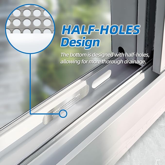25PCS 304 Stainless Steel More Durable Window Weep Hole Screen Patch Drain Quickly PET Self Adhesive More Sticky & Waterproof (2.36in*0.39in(6cm*1cm))