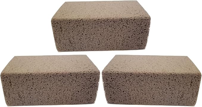 Handy Housewares Grill Cleaning Block - Non-Slip Grip Natural Pumice Stone BBQ/Flat Top Griddle Cleaner Brick (3-Pack)