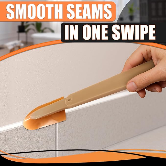 Caulking Tool Kit – 4 PCs Flexible Silicone Caulk Tool Set, Assorted Sizes Caulking Spatula Set for Smooth Professional Seal Lines – Non-Scratch Finish for Bathroom, Kitchen, Windows Repairs Projects