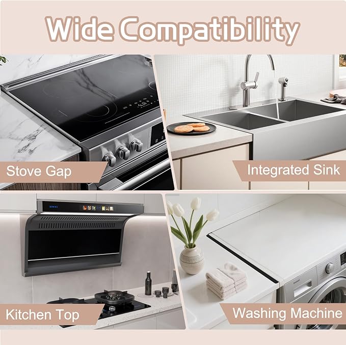Stainless Steel Stove Gap Covers, Stove Gap Filler, Oven Gap Filler, Range Trim Kit in Kitchen, JessWednes 2 PCS Extendable Guard 13.8" to 27.5", Width 0.79", Heat Resistant and Easy to Clean (BLACK)