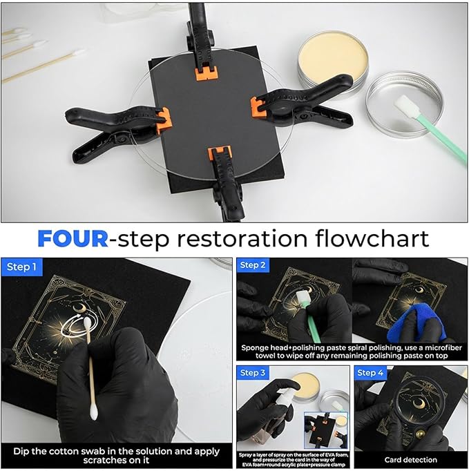 19-in-1 Card Cleaning Polishing Restoration Kit, Trading Card Care Kit with Fixing Jig & EVA Shaping Foam, Ideal for PSA Rated Card Care, Sports Cards, TCG Cards & Collectible Card Maintenance