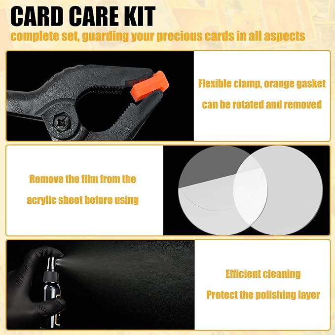 272 Pcs Card Care Clean Kit,Trading Card Cleaning Kit with Fixing Jig and EVA Shaping Foam, Suitable for PSA Rated Baseball Football Basketball Sports Cards Card Care (Black)