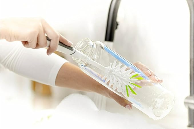 Scotch-Brite Glass and Water Bottle Brush, Long-Lasting,Safe on Glassware,Shaker Bottles,Food Processors & More,Non-Slip Handle, Durable,Reusable,Clean in Top Rack of Your Dishwasher (Pack of 6)