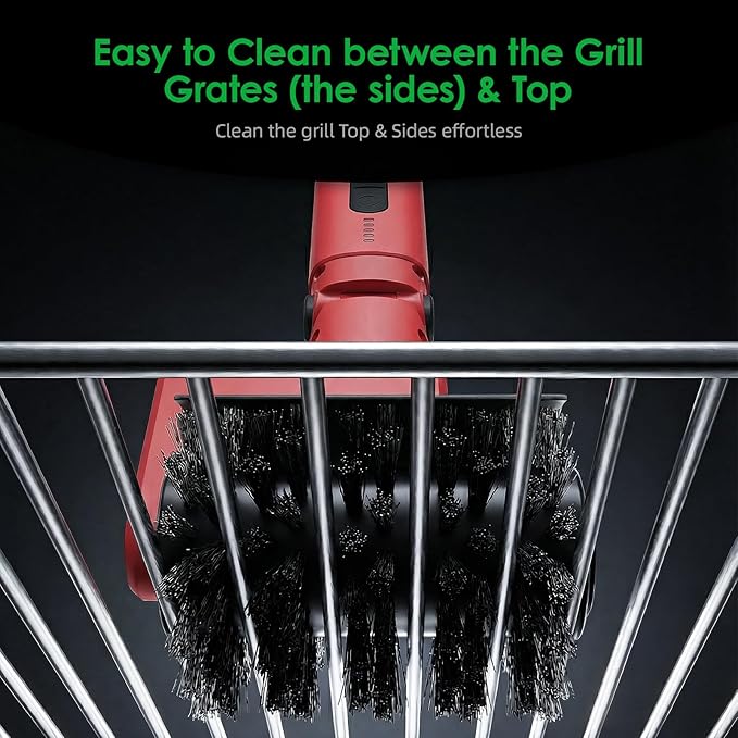 Electric BBQ Grill Brush Rechargeable, 3 Powerful Speed Rechargeable Electric Grill Brush for Outdoor Grill, 90° Adjustable, Stainless Steel Rotary Brush Head, Automatic Grill Cleaning Brush