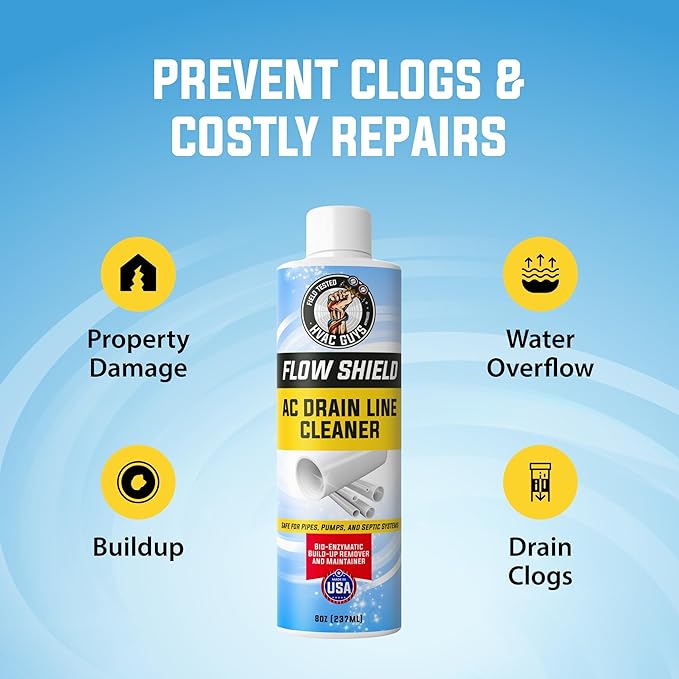 AC Drain Line Cleaner 4 Pack | Prevent Buildup and Overflow | 8oz - Up to 3 Months of Protection | Fast Acting & Long Lasting Bio-Enzymatic Formula
