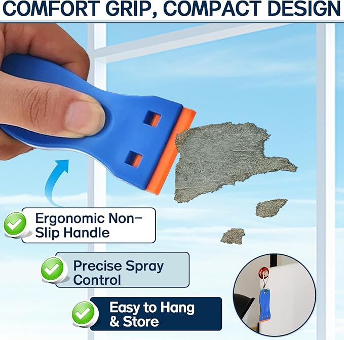 Adhesive Remover Spray with Scraper, Fast-Acting Multi-Surface Glue & Sticker Remover for Cars. Removes Labels, Decals, Tape Residue, Tar, Grease & Wax. Safe on Surfaces, Easy to Use.