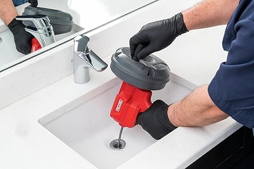 RIDGID 80168 EZ Spin™ Drain Snake for Tubs, Showers, and Sinks, Drain Cleaner with AUTOFEED, MAXCORE Cable