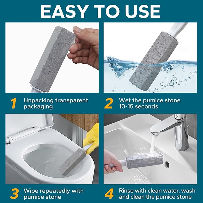 Emycool Pumice Stone Toilet Bowl Cleaner, 14 Pack Toilet Pumice Stone with Handle for Toilet Cleaning, Bathtubs, Sinks, Swimming Pools, Grills