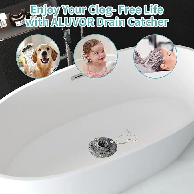 Aluvor Shower Hair Drain Catcher, Silicone Bathtub Drain Hair Catcher Strainer, All-in-one Tub Hair Catcher Drain Protector for 1.48'' to 1.76'' Regular Drains, 3PCS/LBlue Dgrey DGreen