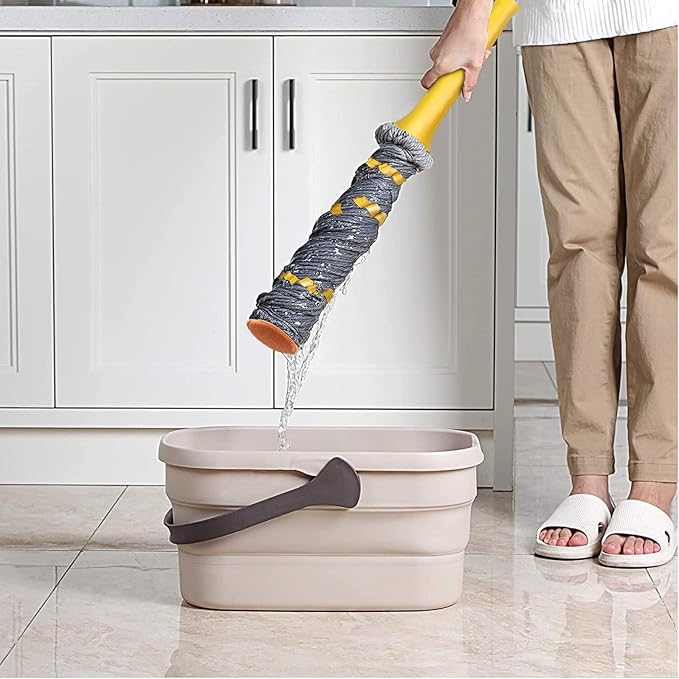 KeFanta Self-Wringing Twist Mops with 1 Extra Refill, Mops for Floor Cleaning with 57 " Long Handle, Microfiber Floor Mop for Hardwood Commercial Household Clean (1 Handle & 2 Mop Heads)