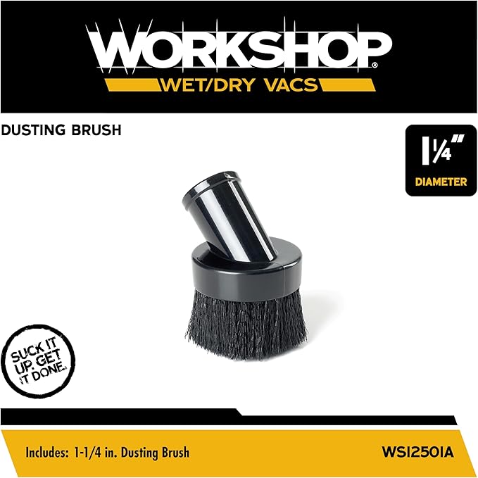 WORKSHOP Wet/Dry Vacs Shop Vacuum Accessories WS12501A Dusting Brush Attachment for Wet Dry Vacuum Cleaners, Fits 1-1/4-inch Extension Wands and Hoses