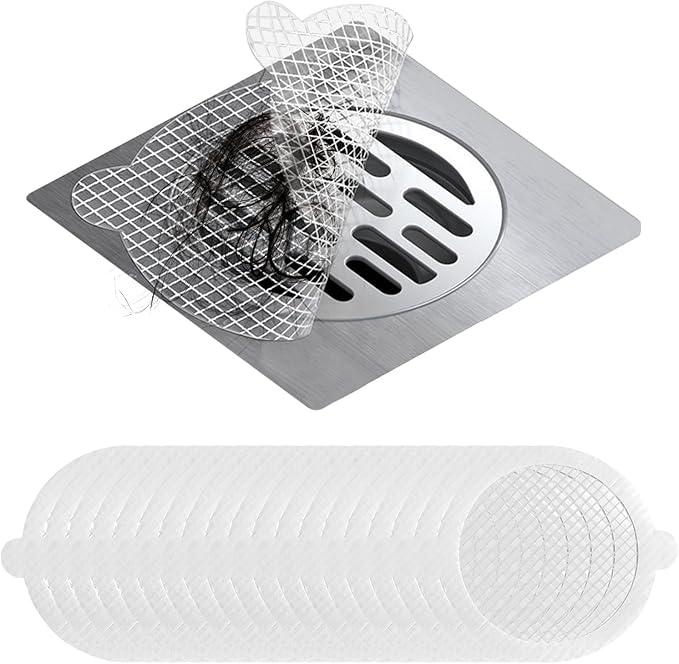 35 Pack Disposable Floor Drain Stickers, Hair Drain Stickers Disposable Shower Drain Hair Catcher Bathroom Accessories Bathtubs Mesh for Bathroom,Kitchen,Shower,Laundry (Round-35PC)
