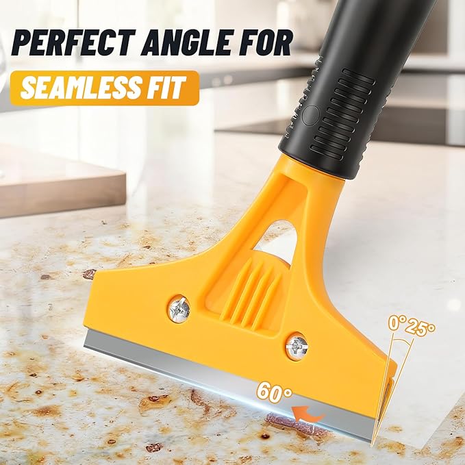 Floor Scraper Long Handle Heavy Duty, 8-72" Adjustable Razor Blade Scraper Tool with 10 Blades, 4 Inch Paint Scraper for Cleaning Floors, Walls, Tile, Glass, Adhesive, Gum, Popcorn Ceiling(2 Pack)
