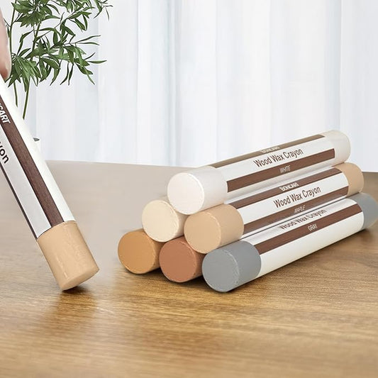 Wood Filler Sticks,6 Colors Wood Wax Crayons,Easy Repair Scratches, Scuffs, Cracks and Nail Holes on Wood Furniture, Floors, Cabinets, Tables, and Doors