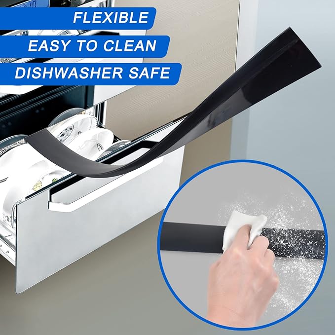 Silicone Stove Counter Gap Cover (2 Pack),Easy Clean Heat Resistant Wide & Long Kitchen Stove Gap Filler,Seals Spills Between Counters, Oven, Stovetops, Washing Machines, Washer, Dryer(21in, Black)