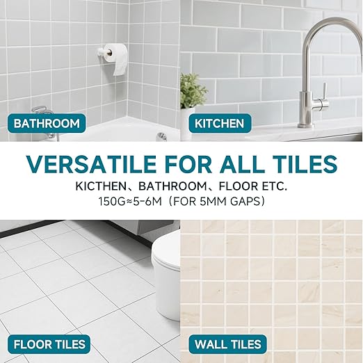 Tile Grout Repair Kit, Black Grout Filler for Bathroom, Kitchen, Rstore & Renew Tile Joints Line, Triple Protection, Fast Drying Shower Grout with Tools(Black, 5.29oz/150g)
