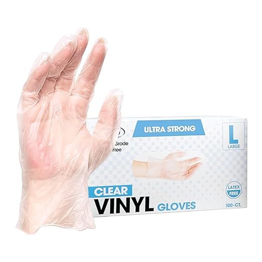 ForPro Professional Collection Disposable Vinyl Gloves, Clear, Industrial Grade, Powder-Free, Latex-Free, Non-Sterile, Food Safe, 2.75 Mil. Palm, 3.9 Mil. Fingers, Large, 100-Count (Pack of 400)