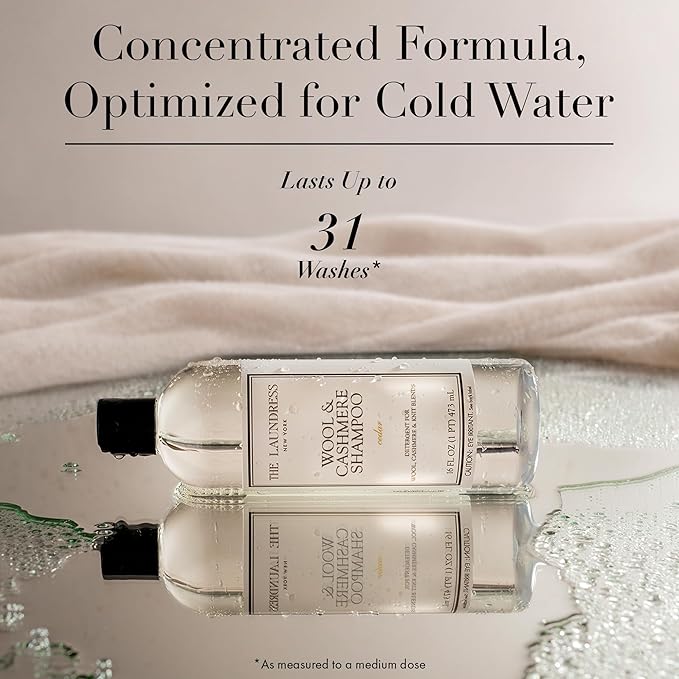 The Laundress Wool & Cashmere Shampoo, 31 Loads, Concentrated Liquid Laundry Detergent, Cedar Scent, Gentle Cold-Water Hand or Machine Wool Wash for Delicate Fabrics - Merino, Mohair & Knit Blends