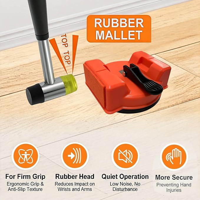 Floor Gap Fixer Tool, Large 4.6IN Laminate Flooring Tools, Enhanced Suction Cup & 6 PCS Sticky Pads for Laminate, Wood, Tile, Vinyl Floor Gap Repair Tool - Durable, Compact, & Efficient Flooring Tools