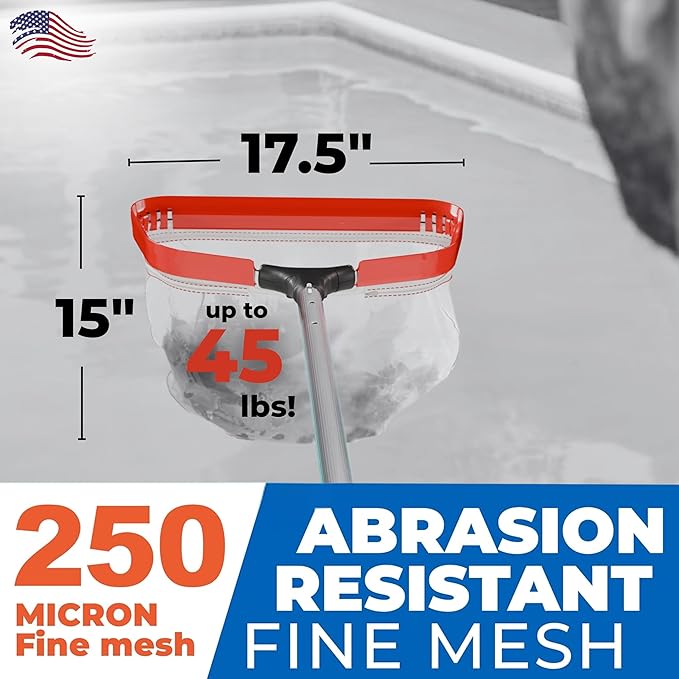 ProTuff 17” Silt Net Pool Skimmers for PROS – 6 Pack – “490 Promise” Unlimited, Unconditional Replacement -- Ultra-Durable Ultra-Fine Net for Silt – Heavy-Duty Aluminum Frame & EZ-Clip Pole Attachment