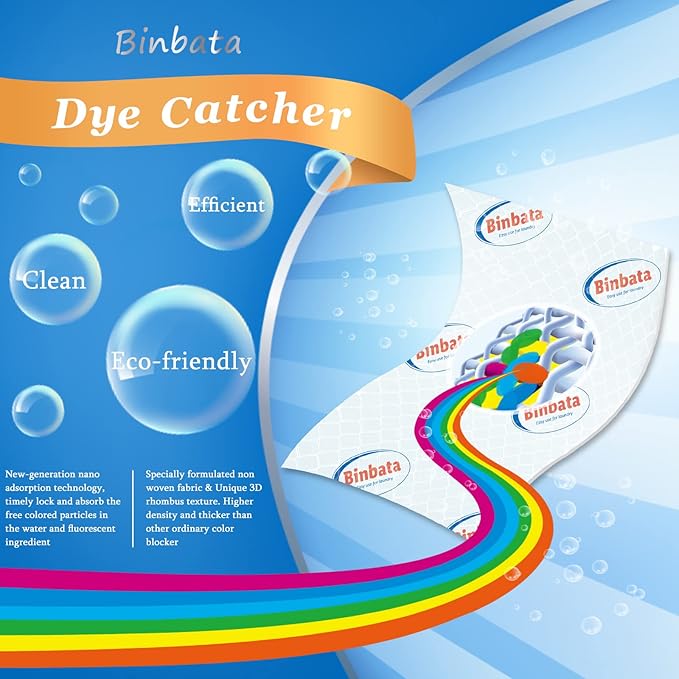 Binbata Color Grasper for Laundry 110 Count, Fragrance Free Dye Catcher Essential for Home Use, Dye Guard Grabber Sheets for Laundry in-Wash Sheets