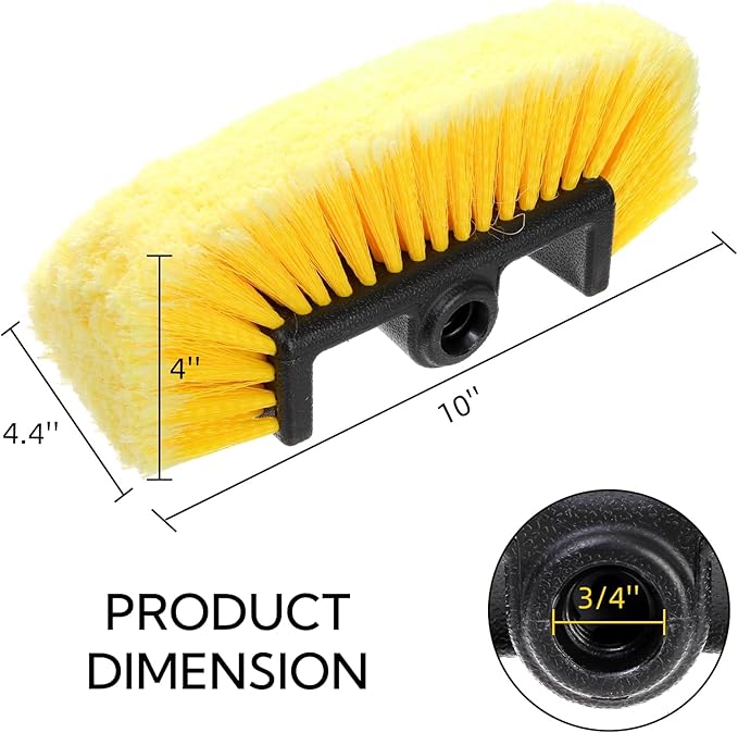 2 Pack Car Wash Brush Head, 10'' Car Wash Scrubber with Soft Bristle, Car Cleaning Brush Exterior Vehicle Wash Equipment Replacement for Auto RV Truck Boat Camper
