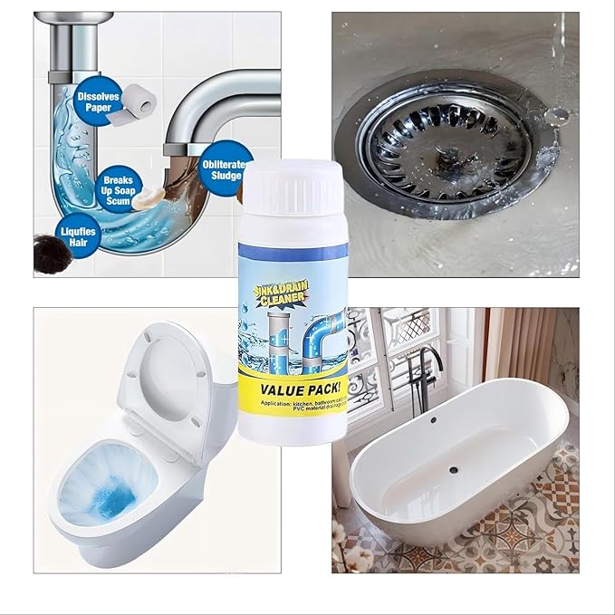 2pc Wild Tornado Sink and Drain Cleaner Powder - Powerful Pipe Dredge for Kitchen & Toilet, Drain Clog Remover, Pipeline Dredging Agent
