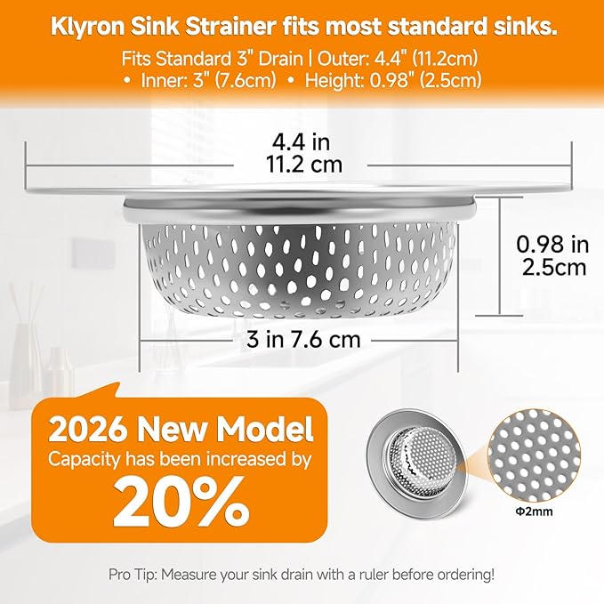 3-Pack Stainless Steel Kitchen Sink Strainer – 2026 Deep Basket Drain Filter, Rust-Proof Food Catcher, Smooth Edge, Fits 3.5" for Kitchen, Utility Sinks, Basins. Anti-Clog, Dishwasher Safe (4.5" OD)