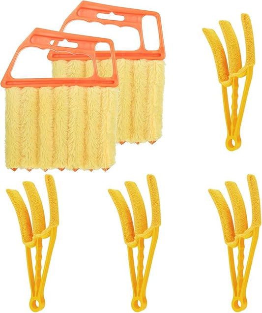 6pcs Window Venetian Blind Cleaner Duster Tool, Include 4pcs 7 Finger Blind Duster Brush & 2pcs Shutter Cleaner Brushes, Air Conditioner, Wood & Vinyl Blinds,for Blinds Air Conditioner Vent Keyboard
