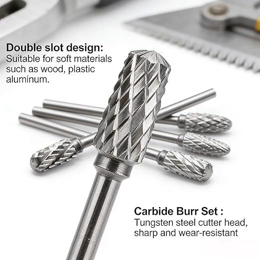 80PCS Tungsten Carbide Rotary Burr Set with Sanding Drums,1/8-Inch Shank Dual Cut for Dremel Tools,Metal Steel Aluminum Wood Engraving Grinding Cutting Polishing Rotary Tool Accessories