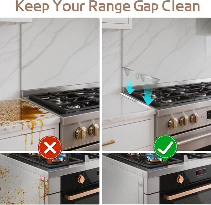 Stainless Steel Stove Gap Covers, Stove Gap Filler, Oven Gap Filler, Range Trim Kit in Kitchen, JessWednes 2 PCS Extendable Guard 13.8" to 27.5", Width 0.79", Heat Resistant and Easy to Clean (SILVER)