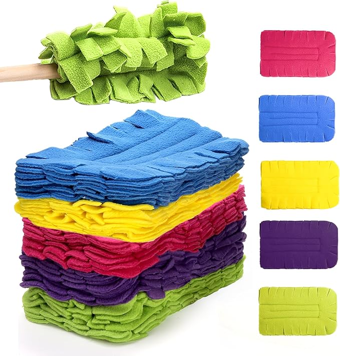15 Pieces Reusable Duster Refill, 360° Heavy Duty Fleece Duster Pads Refills, Washable Hand Dusters Pads for Cleaning Ceiling, Fan Hardwoods Window Kitchen Floor