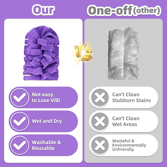 18 PCS Fleece Reusable Duster Refills for Swiffer, Washable Heavy Duty Duster Pads, 360 Cleaning Pads for Fan, Window, Furniture, Floor(Include 1 Handle)