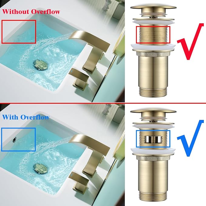 RANDOM Brushed Gold Brass Bottle P Trap Kit Contemporary Round Bottle P-Trap 1 1/4 with Pop Up Drain With Overflow.83888BG-S6