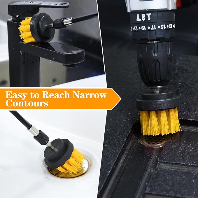 6pcs Drill Brush Attachment Set, for Tile Grout, Bathroom, Kitchen, Car Wheel, Floor, Sink, Corner