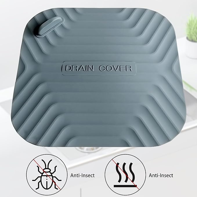 Shower Drain Cover Tub Stopper,2 Pieces Sewer Anti-Odor Mat Deodorizing Drain Plugs for Kitchen,Bathroom and Laundry(5.9x5.9 inch) Gray
