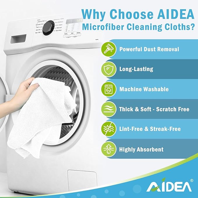 AIDEA Microfiber Cleaning Cloth White-800PK, Soft Microfiber Towels for Cars, Absorbent Cleaning Rags, Lint-Free Streak-Free Wash Cloths for House, Kitchen, Window,11.5"×11.5"