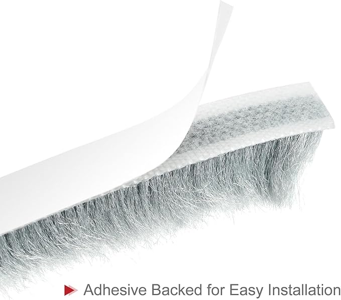 uxcell Weather Stripping Brush, 10ft L x 0.35" W x 0.6" H Self-Adhesive Seal Weatherstrip Sweep Brush Gray for Door Window