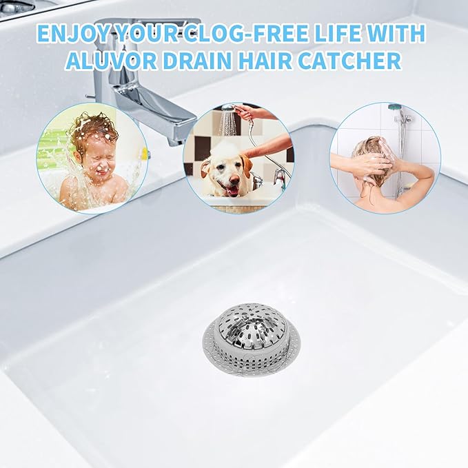 Shower Drain Hair Catcher, Shower Drain Cover, Bathtub Drain Hair Catcher for Pop-Up & Regular Drains (Pack of 2)