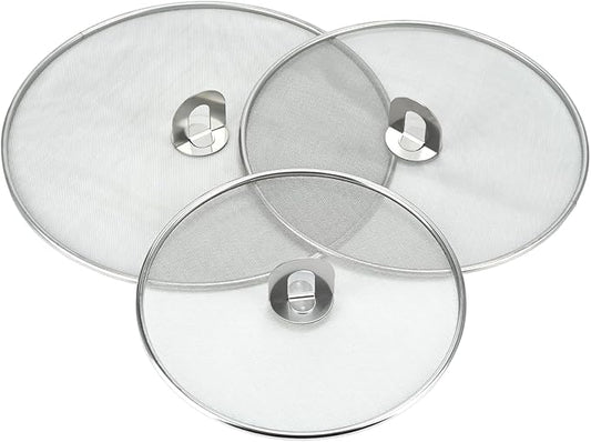 3 PCS Splatter Screen for Cooking, 25/29/ 33 cm Stainless Steel Grease Splatter Guard, Ultra Fine Mesh