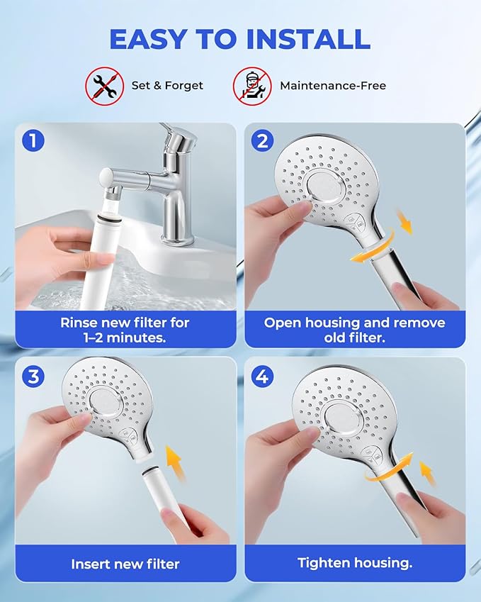 4 Pack Replacement Filter Compatible with Cobbe Handheld Shower Head, Filter Cartridge for Water Softening, Removes Chlorine, Fluoride and Heavy metals to Improve Skin & Hair