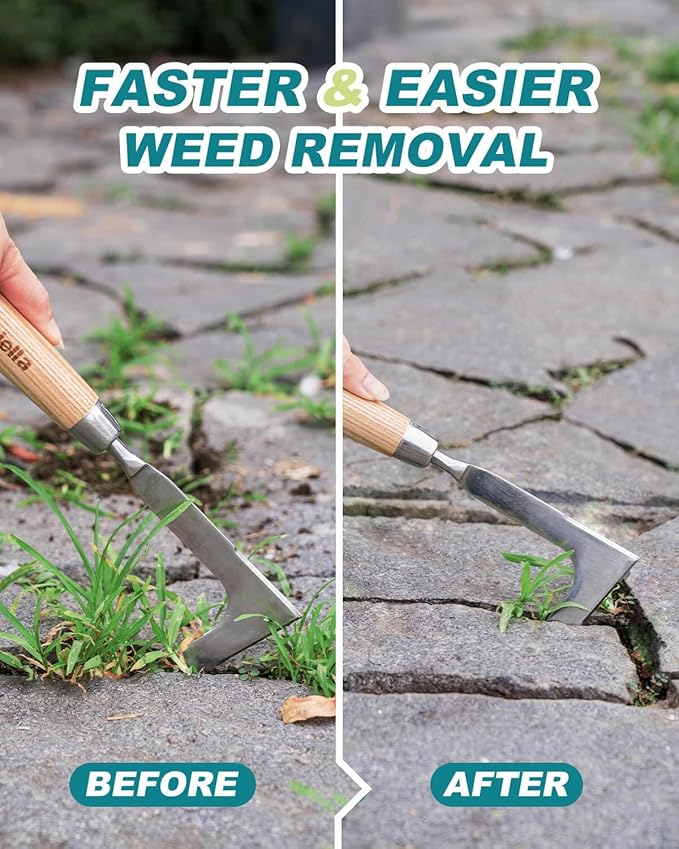 Crack Weeder Crevice Weeding Tool for in Between Pavers Weed Removal Tool for Sidewalk Deck Paver Crack Weed Remover Cleaning Tool for Weeding Between Pavers Hand Weed Removal Hook